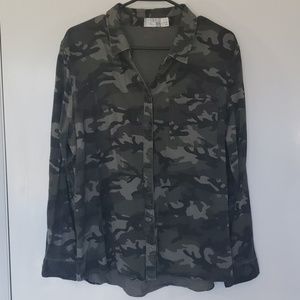 Button down camo blouse